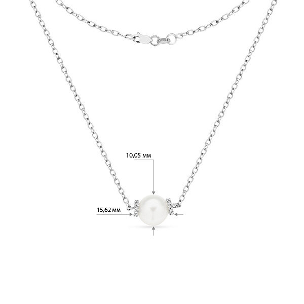 Свадебное колье с жемчугом и фианитами (арт. 350291бпрлб) – изображение 3