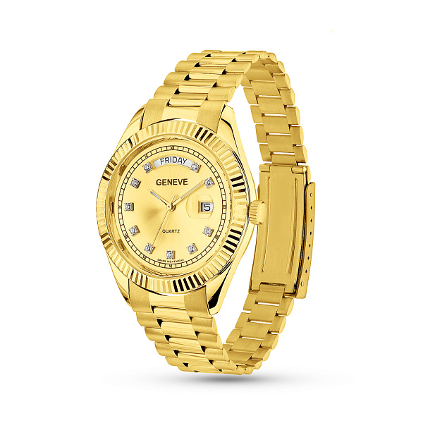Золотые кварцевые часы с фианитами (арт. 260250жж) – изображение 1