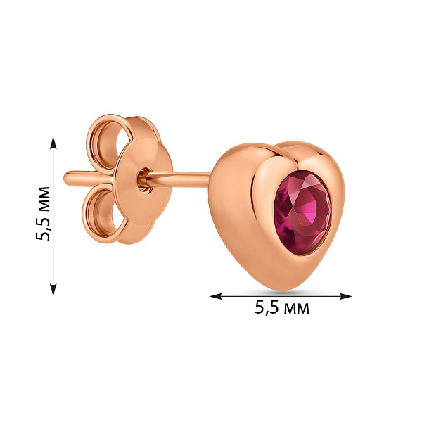 Одинарна сережка з червоного золота з фіанітом (арт. 105454кЯ) – зображення 2