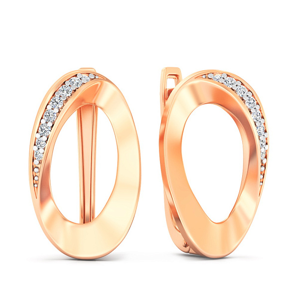 Серьги из красного золота с фианитами (арт. 1101105) – изображение 1