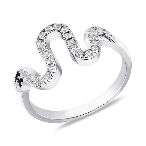 Серебряное кольцо Змея с фианитами (арт. 7501/8550ч) – изображение 1