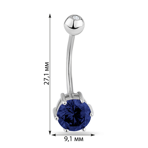 Пирсинг для пупка из серебра (арт. 7512/ПР2ФС/027) – изображение 4