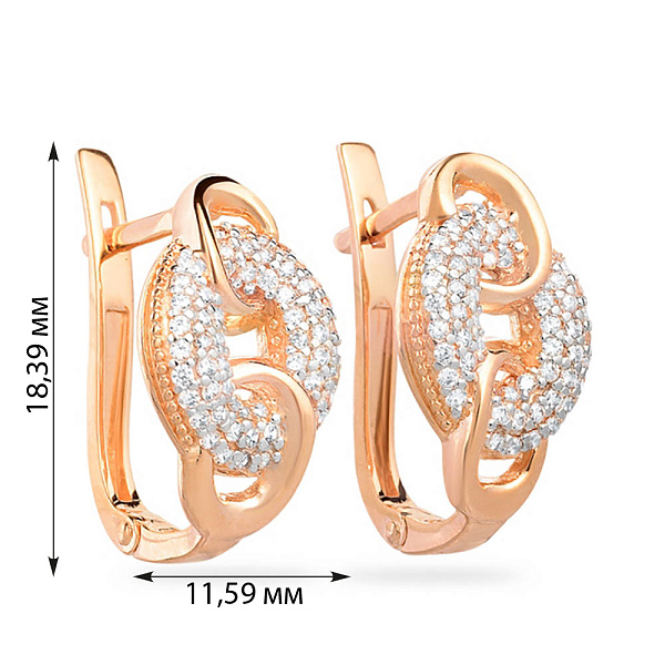 Золотые серьги с фианитами (арт. 110347) – изображение 3