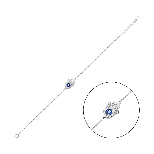 Серебряный браслет хамса с фианитами и альпинитами (арт. 7509/5339ас) – изображение 1