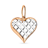 Золотой кулон Сердце в красном и белом цвете металла (арт. 422884)