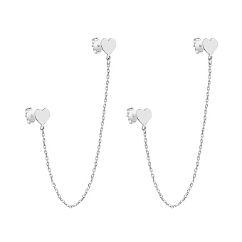 Срібні сережки на два проколи "Сердечка"  (арт. 7518/6347)