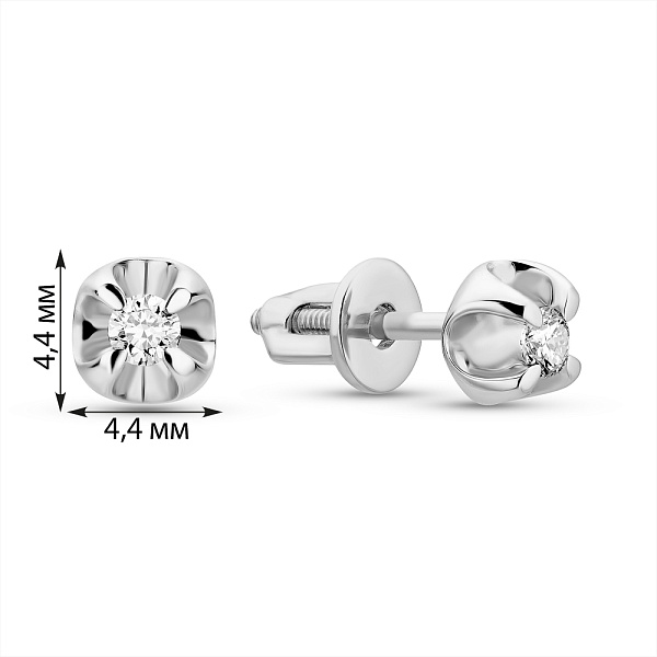 Золоті пусети в білому кольорі металу з діамантами  (арт. Т011083010б) – зображення 3