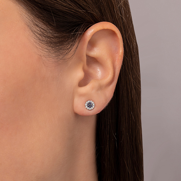 Пусети з білого золота з діамантами та сапфірами (арт. Т011658бс) – зображення 2