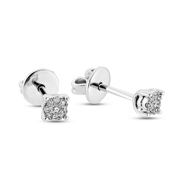 Золотые пусеты в белом цвете металла с бриллиантами (арт. С341103010б) – изображение 1