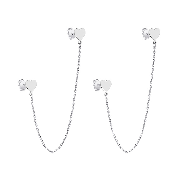 Серебряные серьги на два прокола "Сердечки"  (арт. 7518/6347) – изображение 1