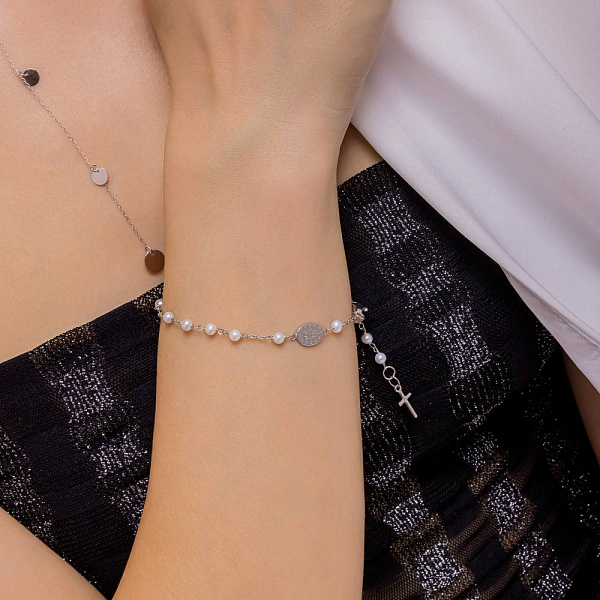 Золотой браслет Розарий с жемчугом (арт. 322379б) – изображение 3