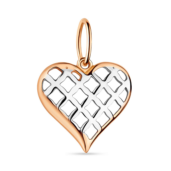 Золотой кулон Сердце в красном и белом цвете металла (арт. 422884) – изображение 1