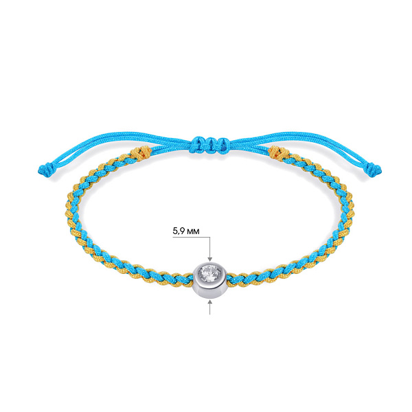 Браслет на шовковій нитці зі срібною вставкою (арт. 7309/3801гж) – зображення 2