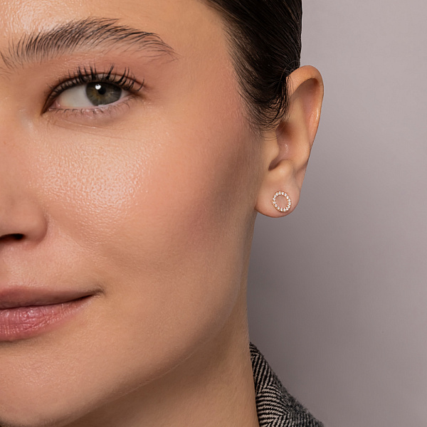 Золотые серьги пусеты с бриллиантами (арт. Т011256020) – изображение 3