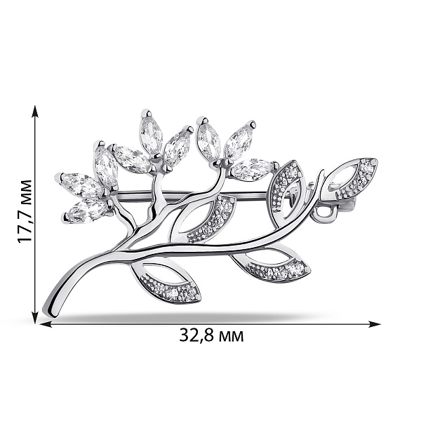 Серебряная брошь с фианитами (арт. 7505/660бп) – изображение 2