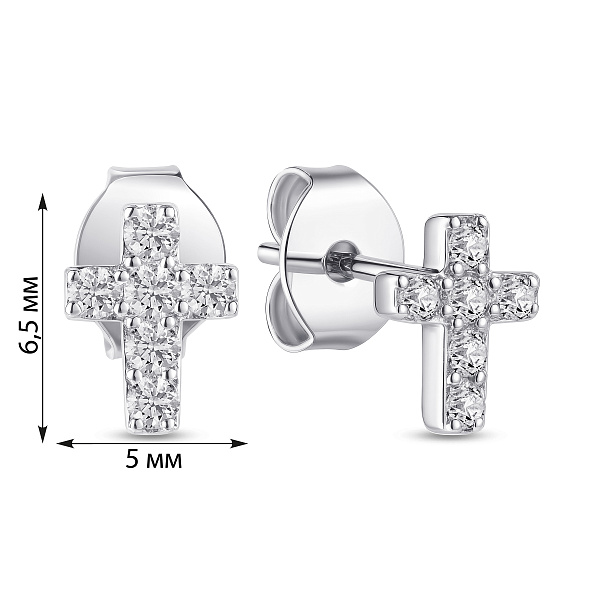 Серебряные пусеты Крестики (арт. 7518/7255) – изображение 2