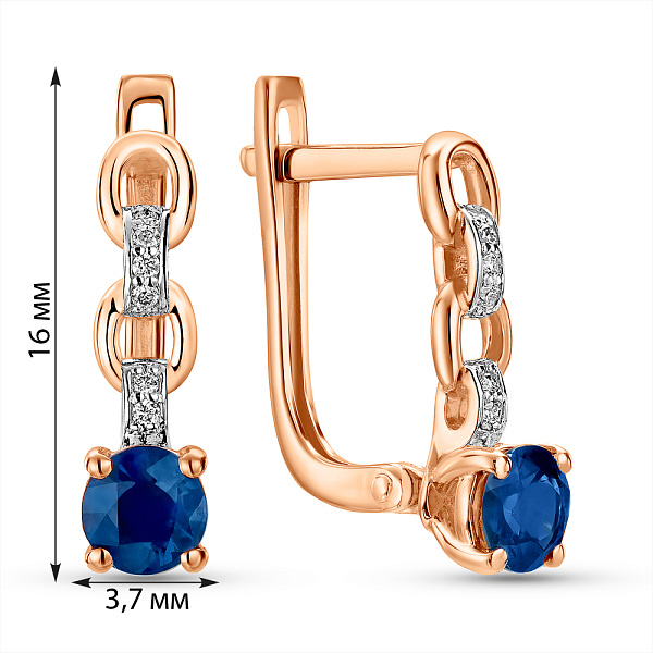 Сережки з червоного золота з сапфіром і діамантами (арт. С011322с) – зображення 2