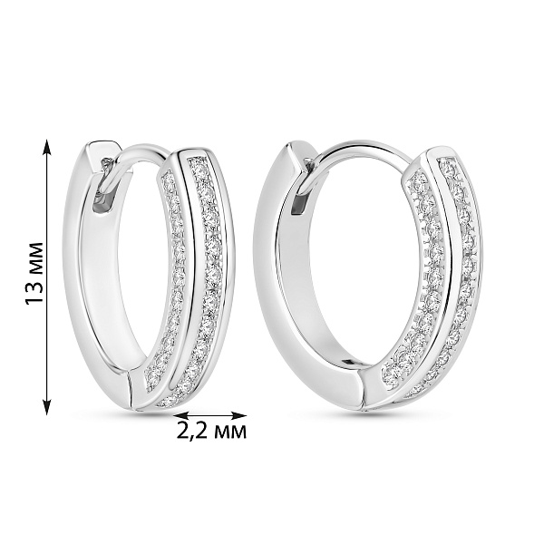 Серебряные серьги-конго с фианитами (арт. 7502/10506/15) – изображение 2