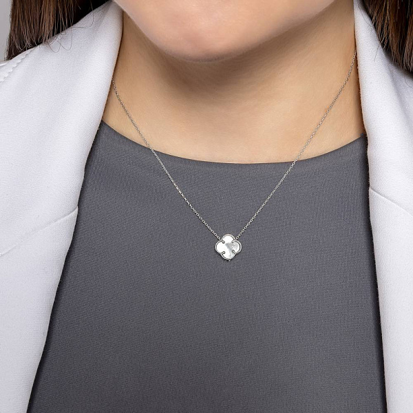 Золотое колье Клевер с перламутром (арт. 350622/10бп) – изображение 2