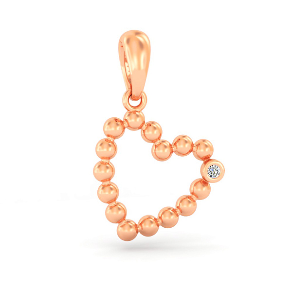 Кулон из красного золота "Сердце" с одним фианитом (арт. 440892) – изображение 1