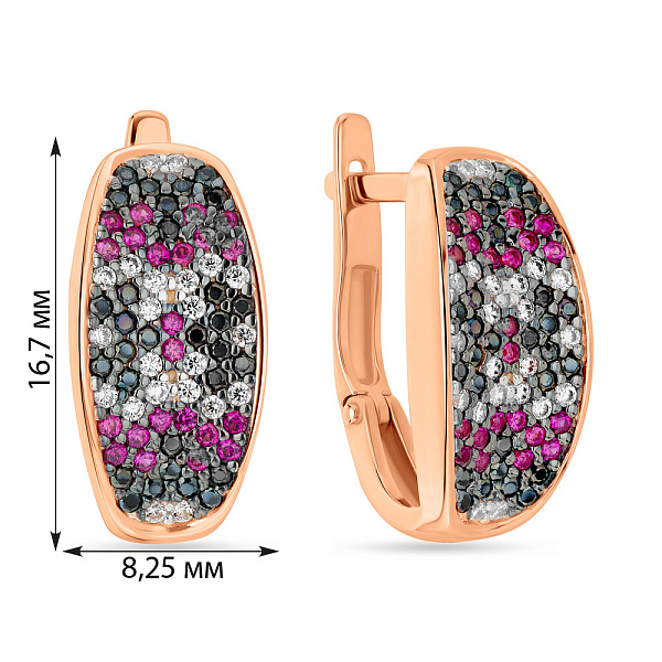 Золоті сережки з різнокольоровими фіанітами (арт. 110211Уб) – зображення 6