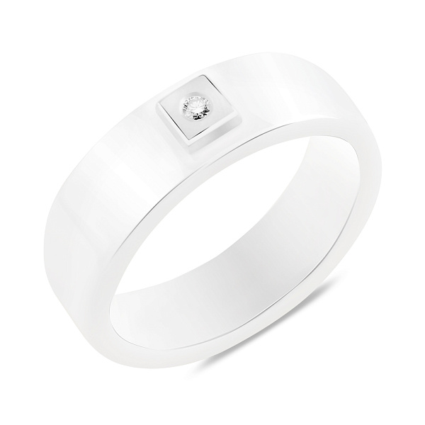 Кольцо из керамики и золота с бриллиантом (арт. К011767бб) – изображение 1