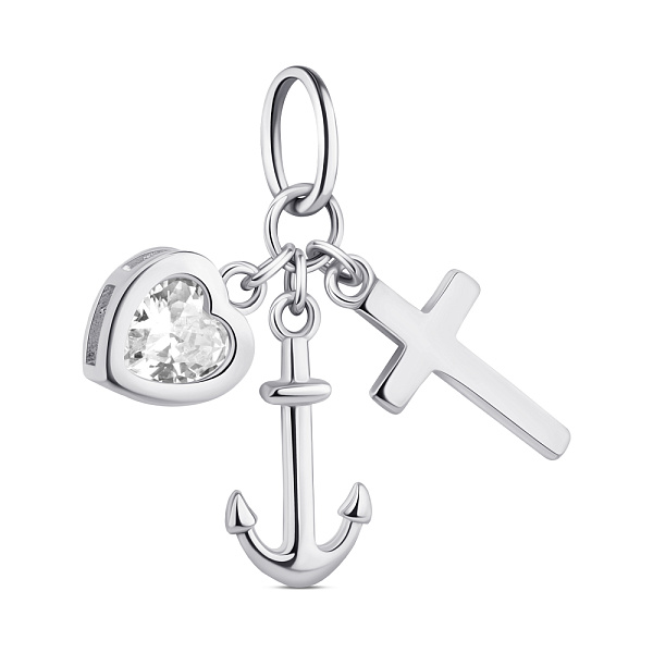 Серебряный подвес с сердцем и крестиком (арт. 7503/ПК2Ф/1056) – изображение 1