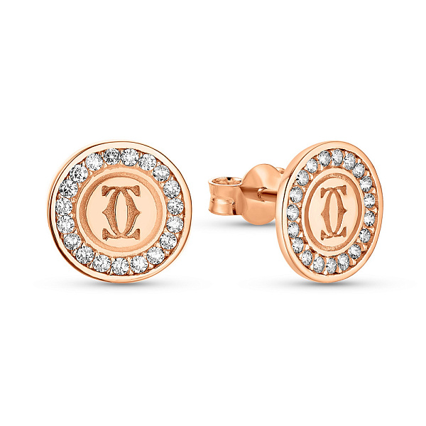 Золотые пусеты с фианитами (арт. 109887) – изображение 1