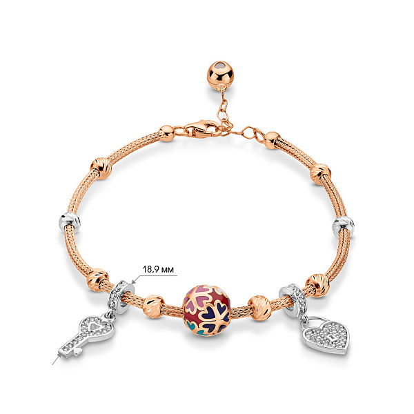 Золотий браслет з емаллю і фіанітами (арт. 325297кбецвП2) – зображення 4