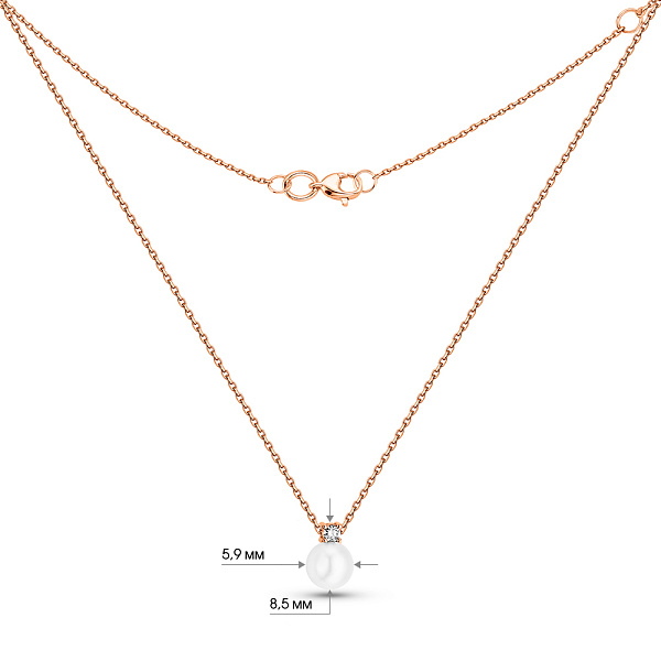 Золотое колье с бриллиантом и жемчугом (арт. 7109968201) – изображение 6