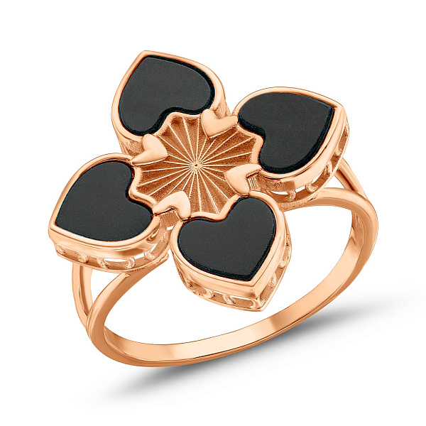 Золотое кольцо с ониксом (арт. 156539/20о) – изображение 1