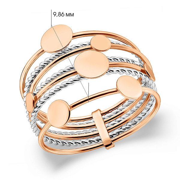 Многослойное кольцо из красного и белого золота (арт. 141319) – изображение 4