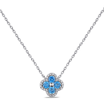 Серебряное колье Клевер с голубыми альпинитами (арт. 7507/1846аг)