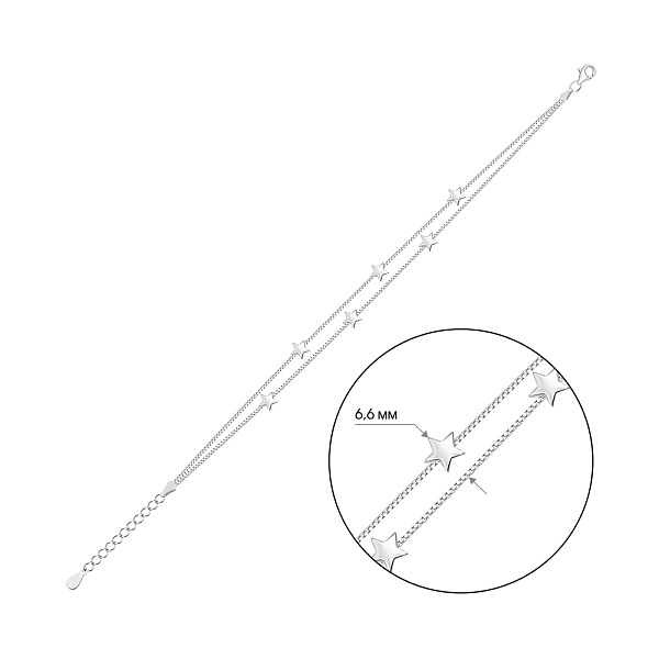Серебряный браслет на ногу без камней (арт. 7509/5124н) – изображение 2
