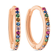 Золоті сережки-кільця з кольоровими фіанітами (арт. 111348цв)