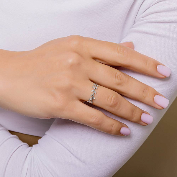 Золотое кольцо Веточка с бриллиантами (арт. К341581005б) – изображение 2