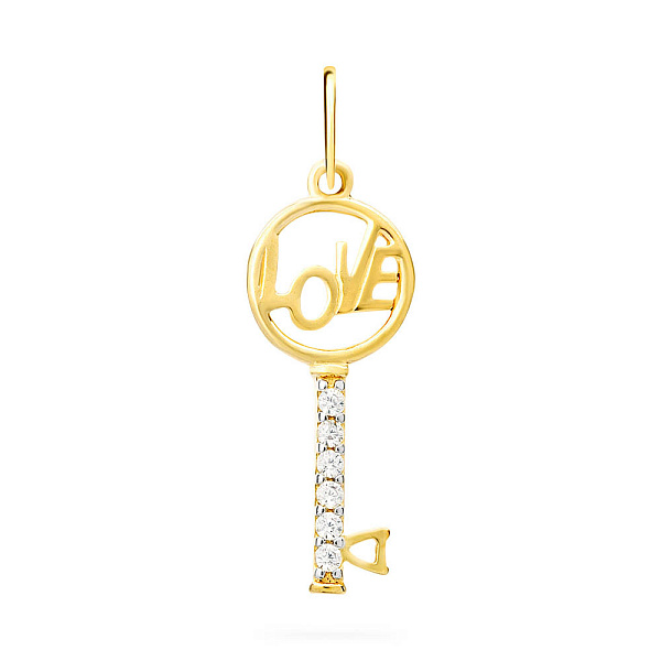 Подвеска из желтого золота «Ключик» с фианитами (арт. 440526ж) – изображение 1