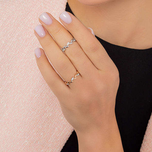 Золотое кольцо Веточка с бриллиантами (арт. К011787) – изображение 3