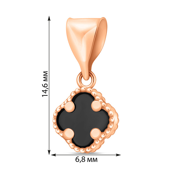 Золотий підвіс "Клевер" з оніксом (арт. 422914/7о) – зображення 3