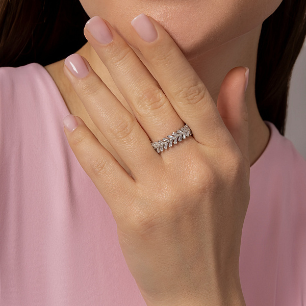 Серебряное кольцо-колосок с фианитами (арт. 7501/8419) – изображение 2