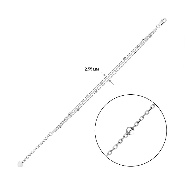 Многослойный серебряный браслет с бусинками (арт. 7509/3116) – изображение 2