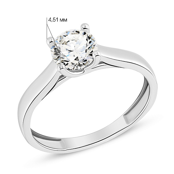 Кольцо из белого золота с одним бриллиантом (арт. К01109507046б) – изображение 3