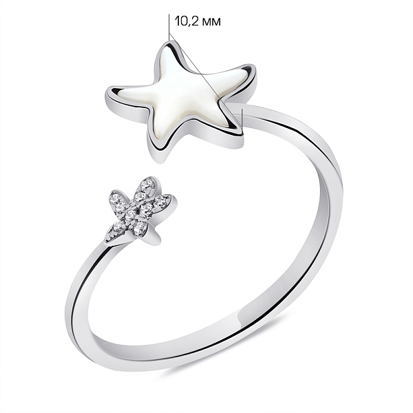 Кольцо из серебра с перламутром и фианитами (арт. 7501/6615п) – изображение 2