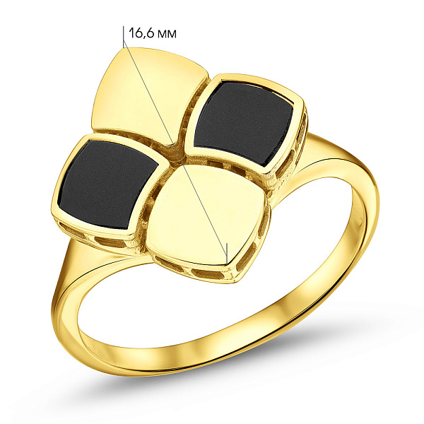 Золота каблучка Francelli з оніксом (арт. 156246жо) – зображення 5
