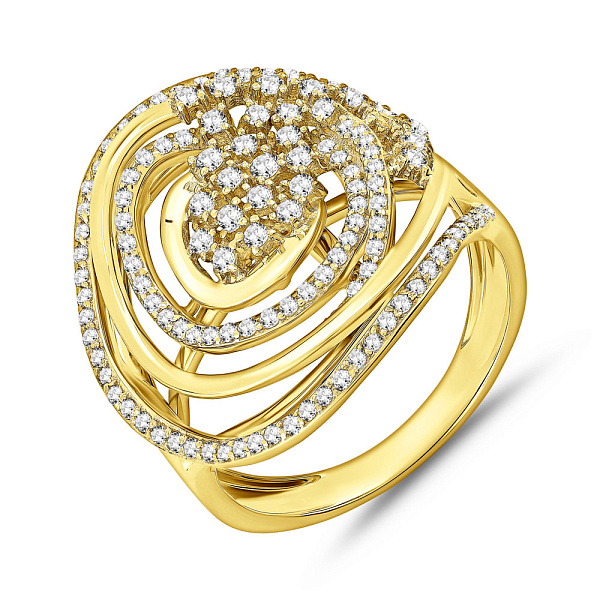 Массивное кольцо из желтого золота с фианитами (арт. 153166ж) – изображение 1