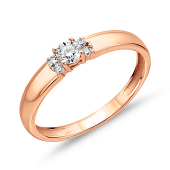 Фото Каблучка з червоного золота з діамантами (арт. 1191398201)