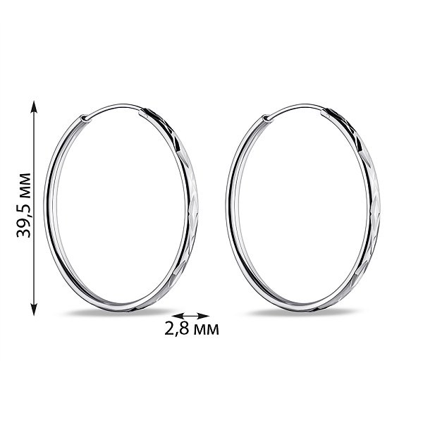 Серебряные серьги без камней (арт. 7502/9819/40) – изображение 2