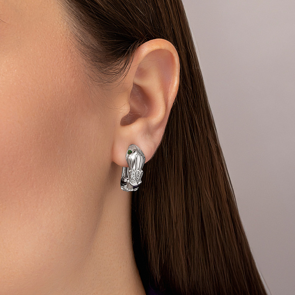 Серьги из белого золота Змея с фианитами (арт. 1091090бз) – изображение 2