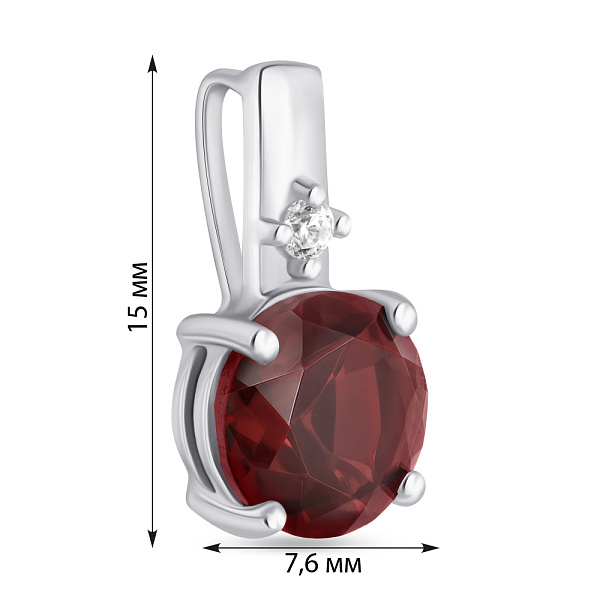 Срібний підвіс з гранатом і фіанітом (арт. 7503/2104506Г) – зображення 2