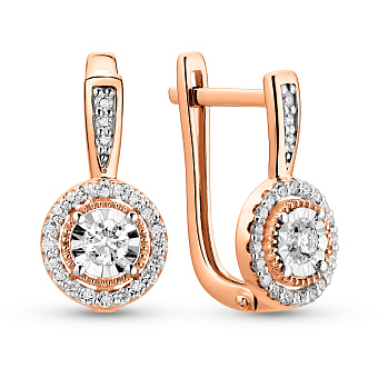 Фото Серьги из красного золота с бриллиантами (арт. С011244030)